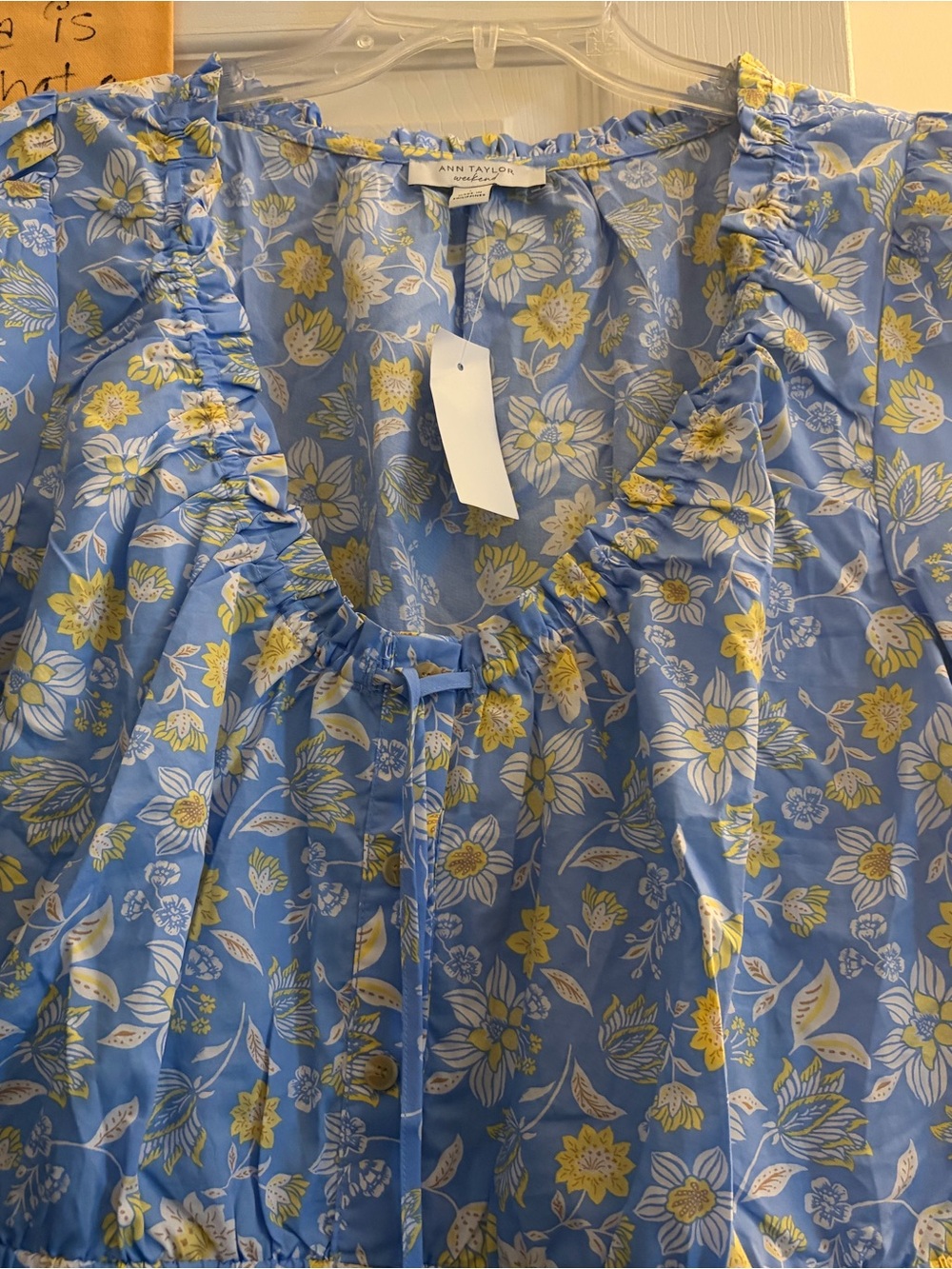 Ann Taylor Blue Floral Ruffle Peplum Blouse - Picture 4 of 10